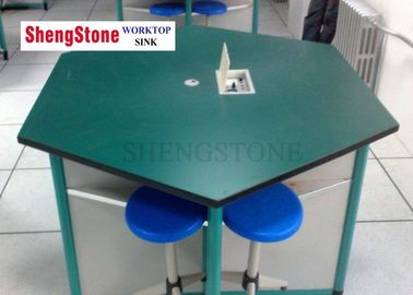 Six Corner Modular Laboratory Furniture , Phenolic Resin Table Top For School Computer Lab