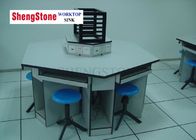 Six Corner Modular Laboratory Furniture , Phenolic Resin Table Top For School Computer Lab